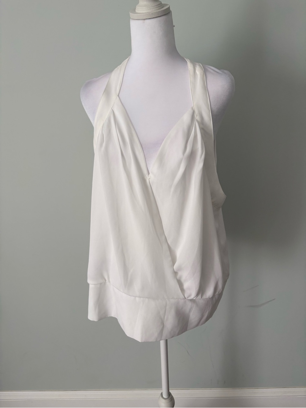 New York & Company Cream Wrap-Front Sleeveless Camisole